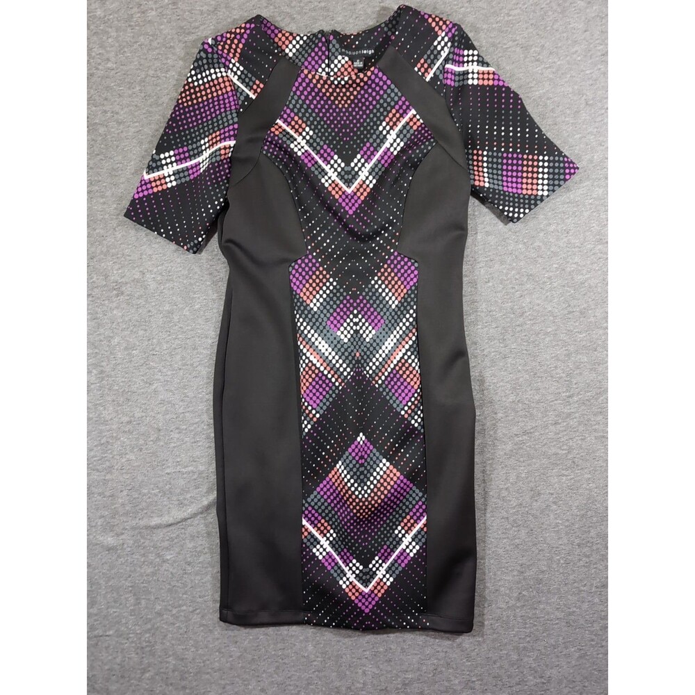 Madison Leigh Dress 3/4 Sleeve Geometric Multicolor Print Size 12 Womans Flaw